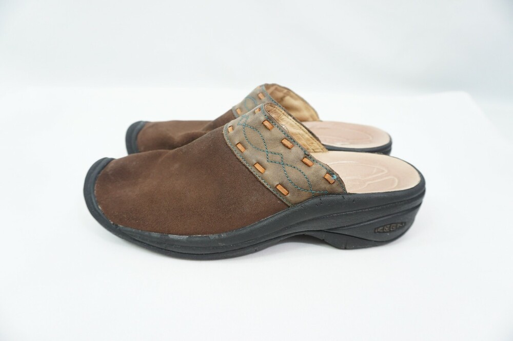 Keen Used Women 9 Brown Suede Slip On Outdoor Hike Casual Mules/Clogs XT0706